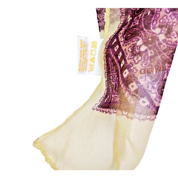 VTG Glentex Japanese Polyester Paisley Scarf Wrap Burgundy Cream 43x13 - Picture 9 of 9